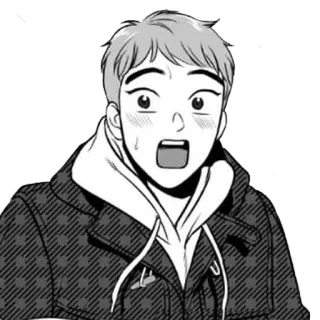 🖤 Cartone animato, Anime, Personaggio, Uomo, Scala di grigi, Scioccato telegram sticker