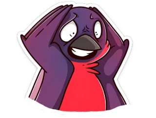 😬 pingouin, stressé, choqué, dessin animé, oiseau, inquiet, anxieux, peur telegram sticker
