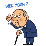 👴 Wen Moon? Meme, Wen Moon, Crypto, Investissement, Dessin animé telegram sticker