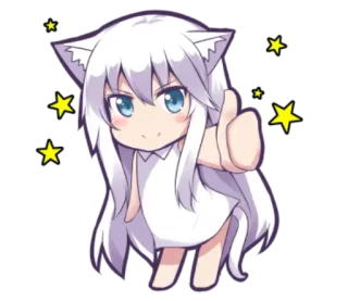 👍 Anime, Orejas de gato, Pulgar arriba, Chibi, Lindo, Chica whatsapp sticker