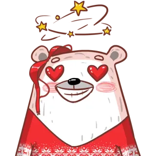 😻 orso, occhi a cuore, carino, amore, cartone animato, adesivo whatsapp sticker