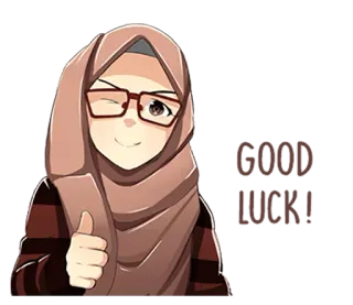 😉 Hijab, Femme, Musulman, Pouce levé, Clin d'œil, Lunettes telegram sticker