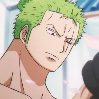 🧩 Zoro One Piece Anime, Spadaccino, Pirata, Combattente, Capelli verdi telegram sticker