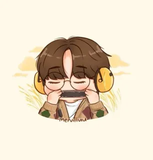 🐯 mervilluu 치비, 만화, 인물 사진, 팬아트, 귀여운, 안경, 사람, 캐릭터 telegram sticker