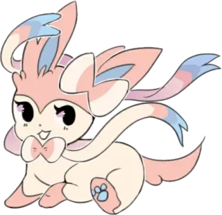 😄 Sylveon Pokemon Sylveon, Pokémon, imut, anime, peri, merah muda, pita whatsapp sticker