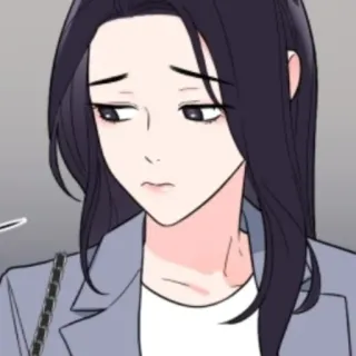 😞 femme, triste, dessin animé, illustration, personnage whatsapp sticker