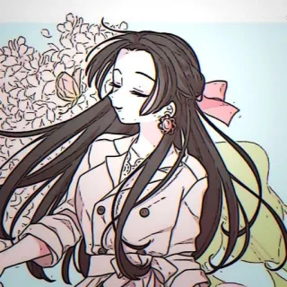 🌸 mulher, flores, arte, desenho, feminino, retrato telegram sticker