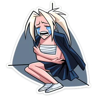 😭 泣く, アニメ, 包帯, 悲しい, 苦悩 telegram sticker