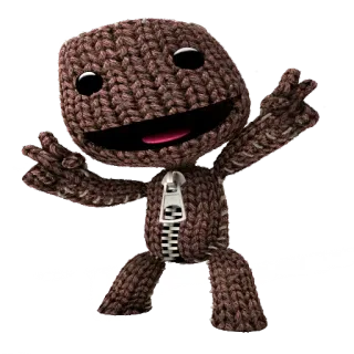 ✌ Sackboy LittleBigPlanet Sackboy, LittleBigPlanet, video game character, sewn doll, zipper whatsapp sticker