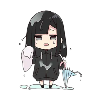 😳 Anime, Gadis, Sedih, Hujan, Payung, Menangis telegram sticker