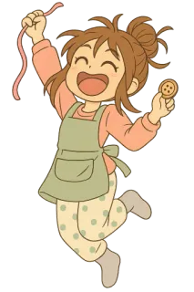 🤩 Anime, Garota, Feliz, Artesanato, Costura, Fita, Botão telegram sticker