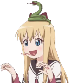 😠 Anime, Kreskówka, Postać, Wąż, Język, Dziewczyna, Słodkie telegram sticker