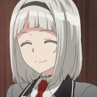 😀 anime, girl, smiling, gray hair, school uniform telegram sticker