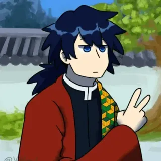 🌊 Giyu Tomioka Demon Slayer Anime, Demon Slayer, Giyu Tomioka, Karakter, Simbol perdamaian telegram sticker