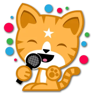 🎤 Katze, Mikrofon, Singen, süß, Tier, Aufkleber whatsapp sticker