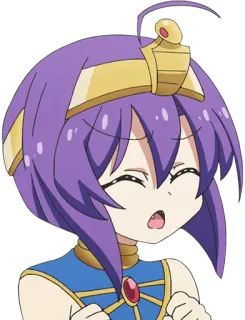 😣 anime, dibujos animados, personaje, pelo morado, corona dorada whatsapp sticker
