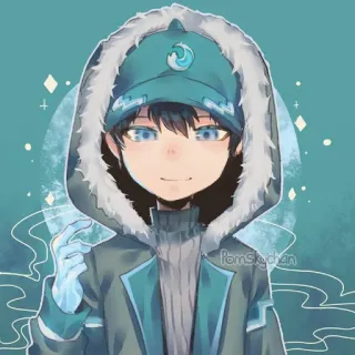 😊 Anime, Personaje, Chico, Sudadera con capucha, Invierno, Lindo telegram sticker