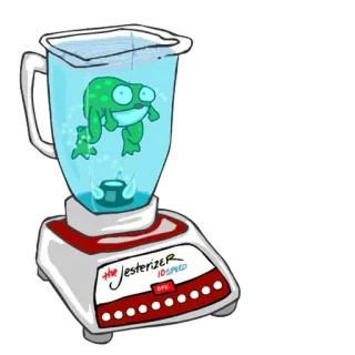 😳 The Jesterizer blender, frog, cartoon, funny, kitchen appliance telegram sticker