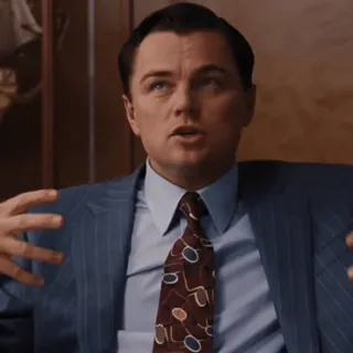 🙄 Jordan Belfort The Wolf of Wall Street Леонардо Ди Каприо, деньги, бизнес, финансы, костюм telegram sticker