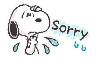 😓 Snoopy Sorry snoopy, peanuts, dessin animé, excuses, désolé, triste telegram sticker