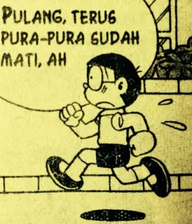 😶 Nobita Nobi Doraemon PULANG, TERUS
PURA-PURA SUDAH
MATI, AH doraemon, nobita, cartone animato, manga, correndo, divertente, fumetto whatsapp sticker