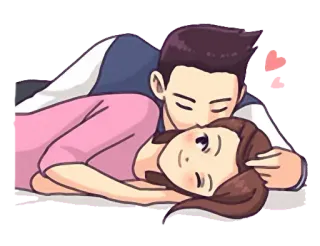😙 kiss, love, couple, romance, cartoon telegram sticker
