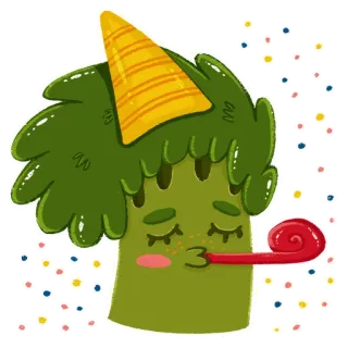 🥳 tree, party, celebration, hat, cartoon, festive, cute telegram sticker