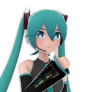 👍 Hatsune Miku Hatsune Miku, Vocaloid, Anime, Charakter, Daumen hoch, Kawaii telegram sticker