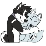 🤗 furry, animal, lobo, dibujos animados, amistad, abrazo, amor telegram sticker