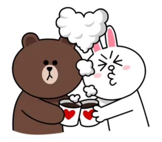 👫 Brown and Cony หมี, กระต่าย, กาแฟ, ความรัก, น่ารัก, คู่รัก telegram sticker