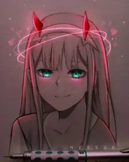 ✨ Zero Two Darling in the Franxx NESSUE アニメ, キャラクター, ダーリン・イン・ザ・フランキス, ゼロツー telegram sticker
