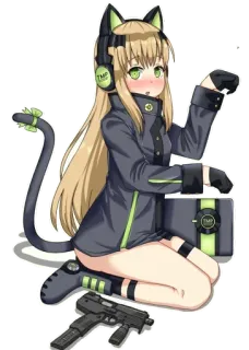 😍 anime, girl, cat, weapon, military, cute, gun whatsapp sticker