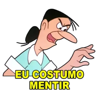 🤥 EU COSTUMO MENTIR cartoon, lying, exaggeration, denial, statement, phrase telegram sticker