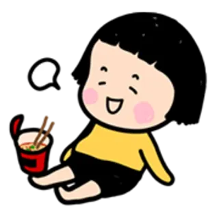 👧 cartoon, food, bowl, noodles, cute, happy, stickers telegram sticker
