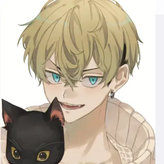 🏩 anime, manga, gato, pelo rubio, ojos azules, lindo, chico telegram sticker