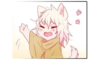 👋 Аниме, Манга, Кот, Каваий, Милый, Животное, Иллюстрация telegram sticker