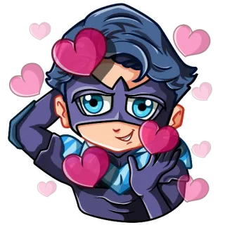 🥰 Nightwing Cartone animato, Supereroe, Amore, Cuori, Affettuoso whatsapp sticker