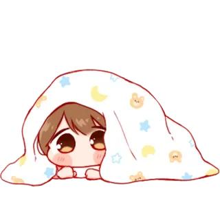 💞 lindo, manta, kawaii, chibi, estrellas, luna, osito de peluche whatsapp sticker