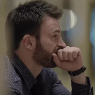 🦇 uomo, profilo, barba, pensieroso, preoccupato telegram sticker