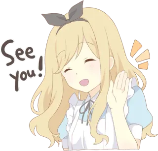 👋 See you! garota anime, loira, onda, fofa, amigável, saudação telegram sticker