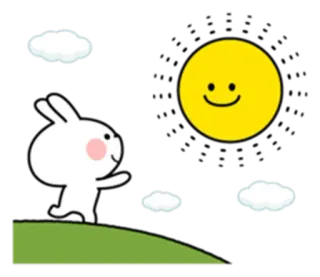 ♥️ rabbit, bunny, moon, clouds, cartoon, cute, whimsical telegram sticker