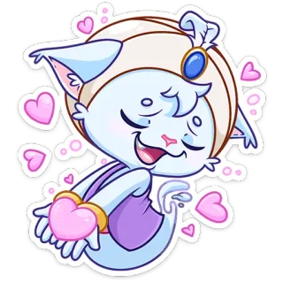 ❤️ kucing, cinta, lucu, kartun, hati, hewan, stiker telegram sticker