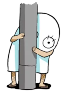 👀 Cartoon, Persoon, Verstoppen, Verlegen, Muur, Stokfiguur telegram sticker