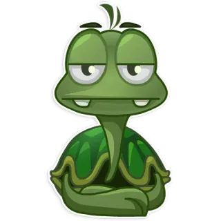 😐 Schildkröte, grün, schläfrig, Cartoon, Tier telegram sticker