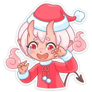 😭 สาวอนิเมะ, ปีศาจ, คริสต์มาส, ร้องไห้, คาวาอิ, น่ารัก, สติกเกอร์ telegram sticker