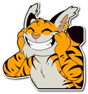 😁 tiger, animal, cartoon, sticker, mammal, furry telegram sticker