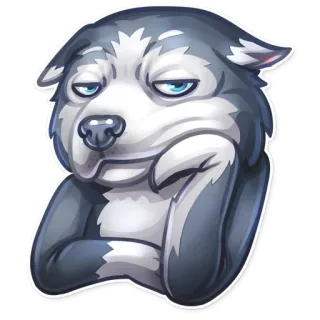 😑 husky, cane, animale, animale domestico, cartone animato, adesivo telegram sticker