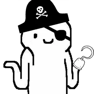 🌊 Pirata, Dibujo animado, Parche ojo, Garfio, Sombrero, Calavera, Huesos telegram sticker
