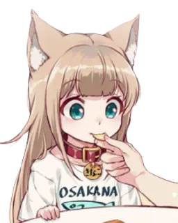 😋 OSAKANA Аниме, Няшка, Милый, Еда, Ест, Ошейник telegram sticker