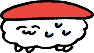 😰 sushi, comida, fofo, kawaii, desenho animado, desenho whatsapp sticker